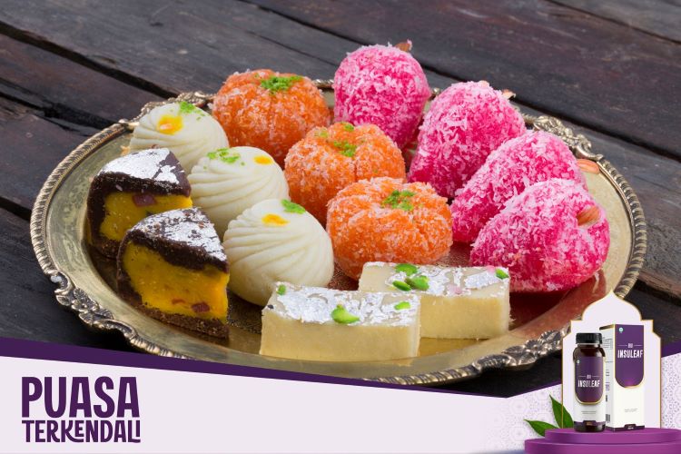 (Hindari makan-makanan yang mengandung manis saat berbuka dan saat sahur agar menghindari lonjakan gula darah, sumber : canva)