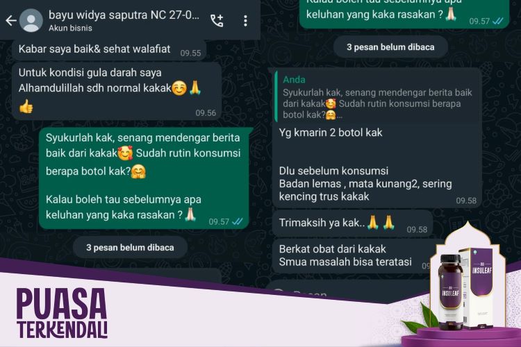 (Testimoni Kak Bayu Widya, sumber : tim Bio Insuleaf)