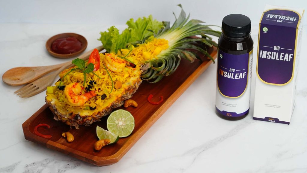 (Nasi goreng nanas yang aman untuk diabetes ala Chef Steby, sumber : tim Bio Insuleaf)