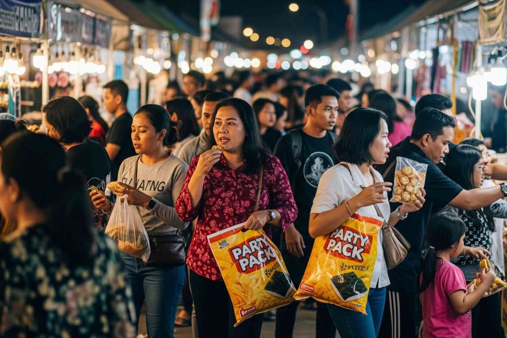 (Ilustrasi pengunjung pada beli jajan di jakarta fair, sumber : Gemini AI)