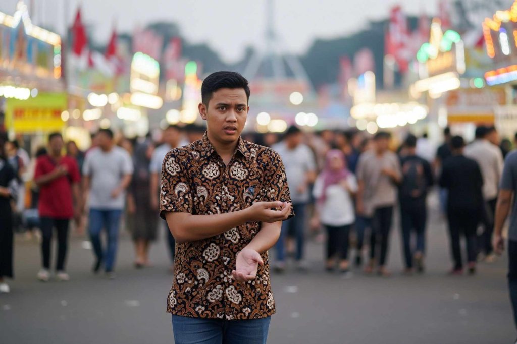 (Ilustrasi seseorang mengalami kebas di perayaan Jakarta Fair, sumber : Gemini AI)